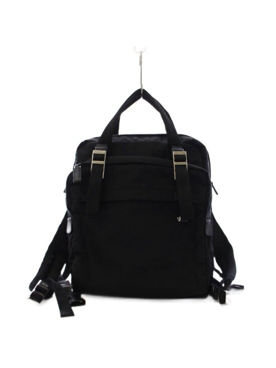 Prada Nylon Backpack Triangular Plate Black an main image 9